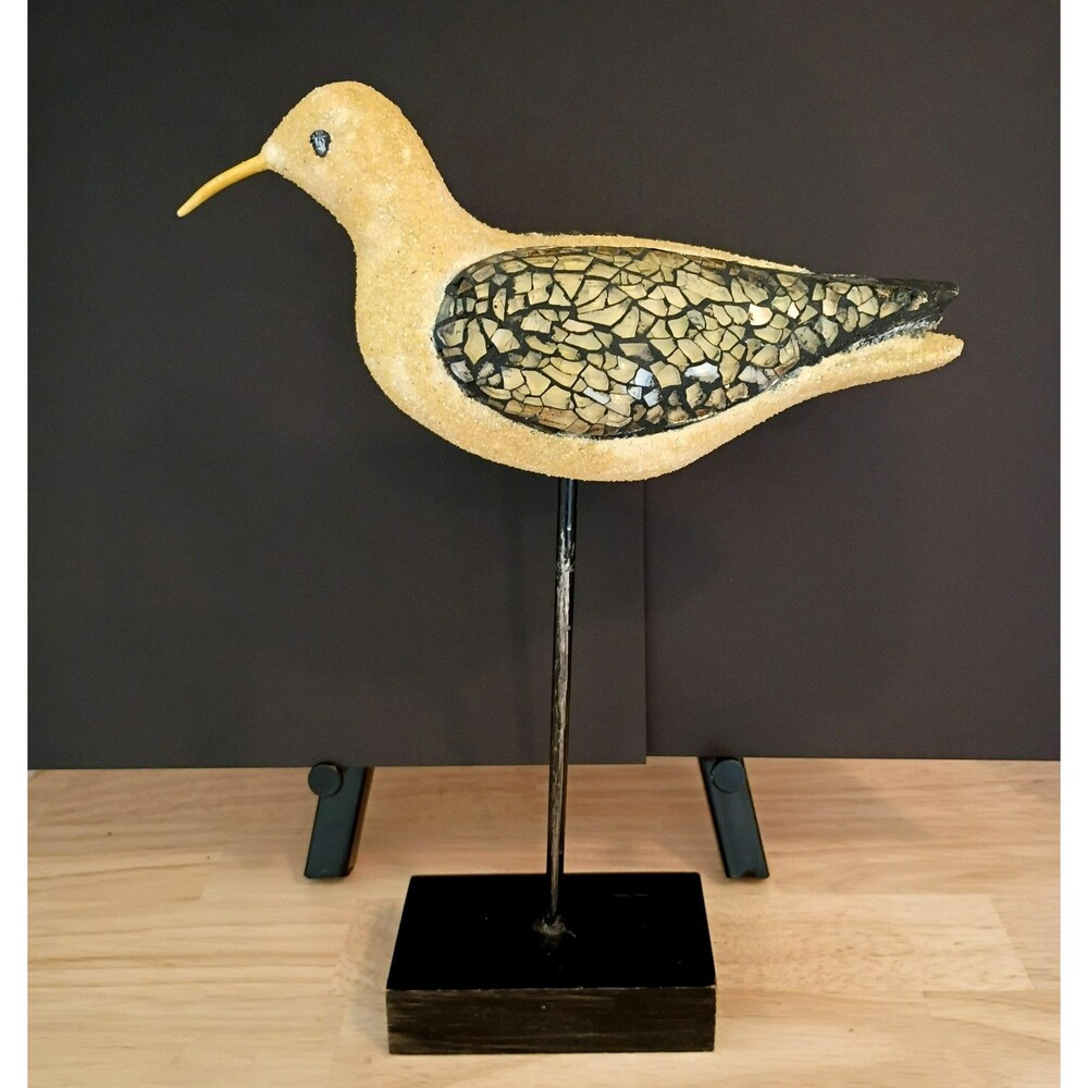 Mosaic Seabird Figurine on Metal Stand Coastal Nautical Beachy Deco 11 Inch Tall - Picture 2 of 11
